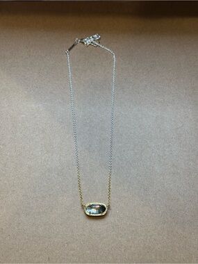 Kendra Scott Gold Trim Clear Stone Pendant Necklace